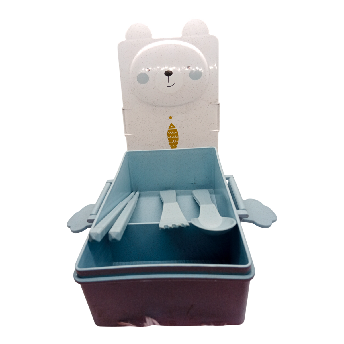 Cute rabbit shape sealed bento and cutlery set lunch box