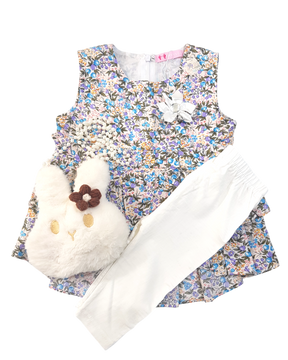 Baby Girl New Style Dress With Trouser & Bag