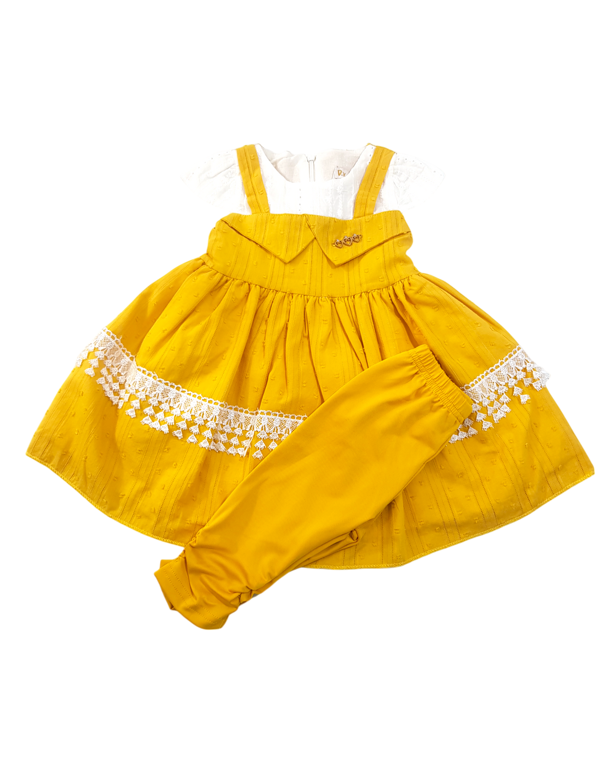 Baby Girl Embroidered Yellow Dress With Trouser