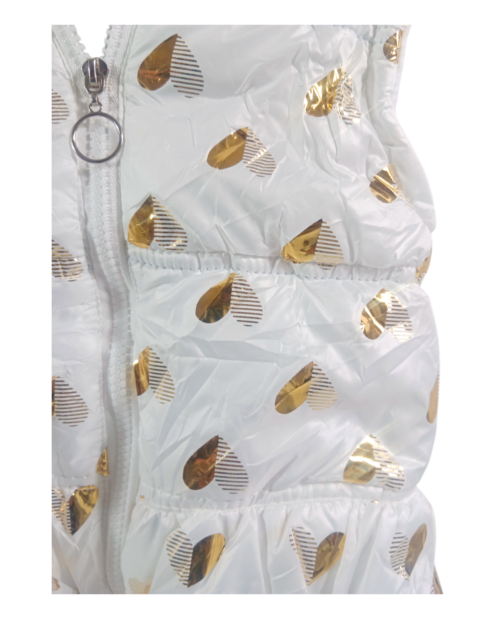 Baby Girls White With Gold Hearts Puffer Jacket
