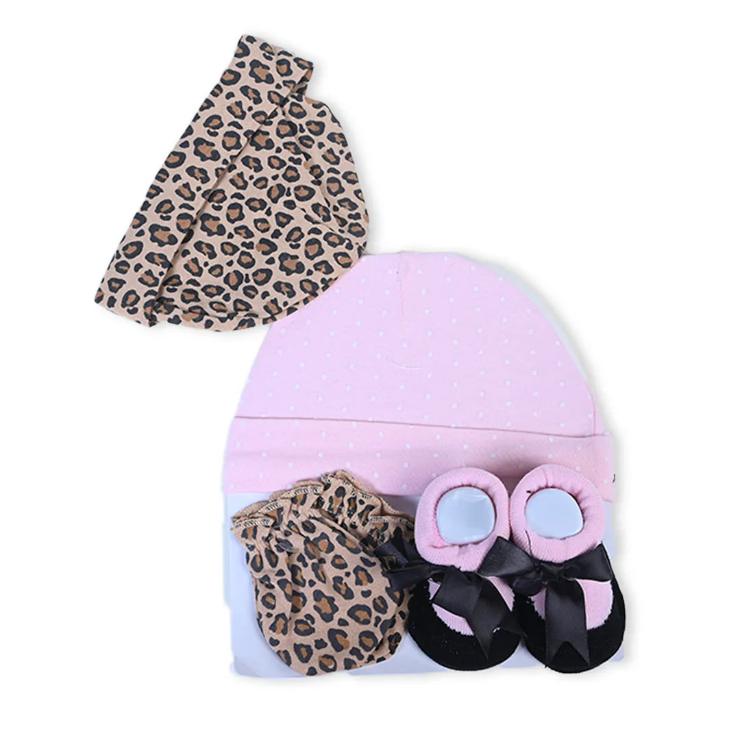 Cheetah Cap Mitten With Booties Set