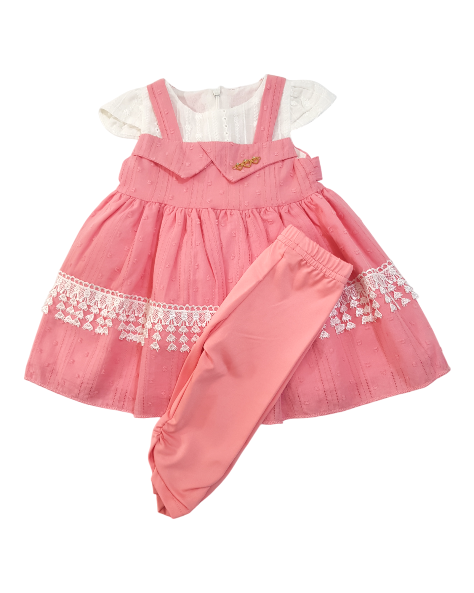 Baby Girl Embroidered Pink Dress With Trouser