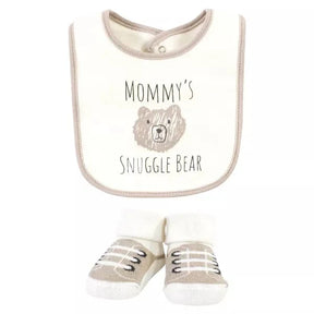 5 Pieces Bibs & Socks Set, Snuggle Bear