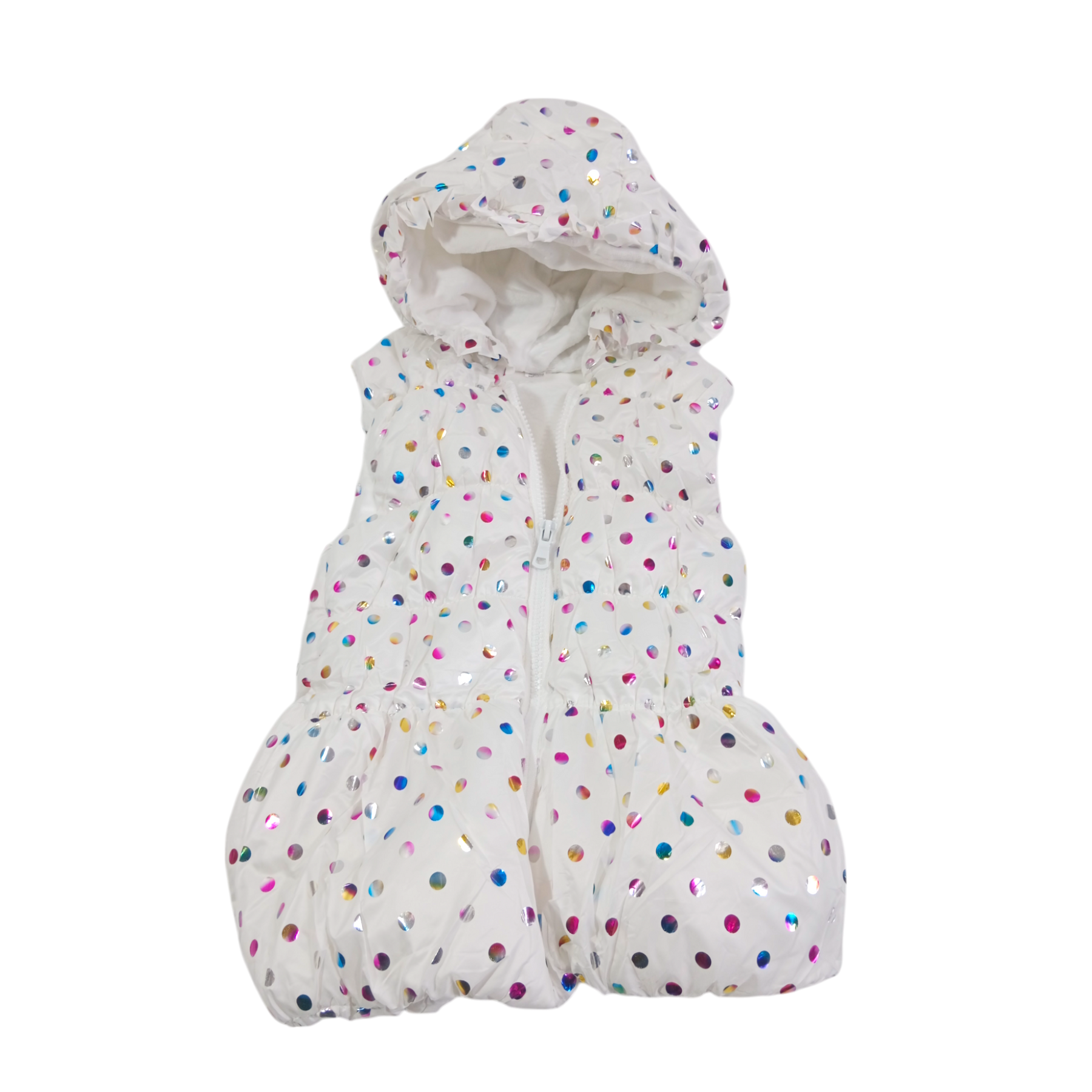 Polka Dot Hooded Puffer Vest