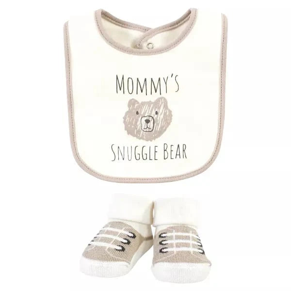 5 Pieces Bibs & Socks Set, Snuggle Bear