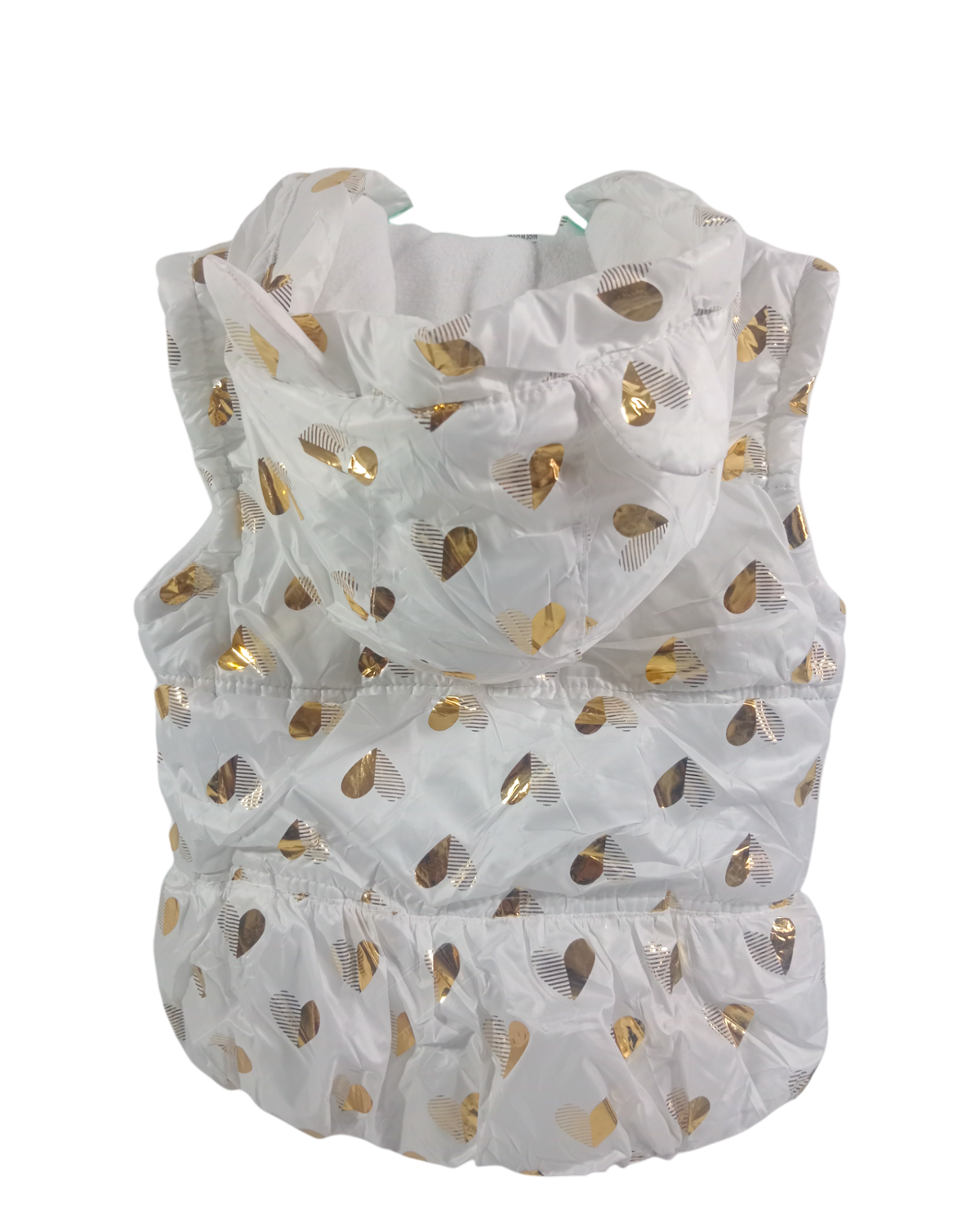 Baby Girls White With Gold Hearts Puffer Jacket