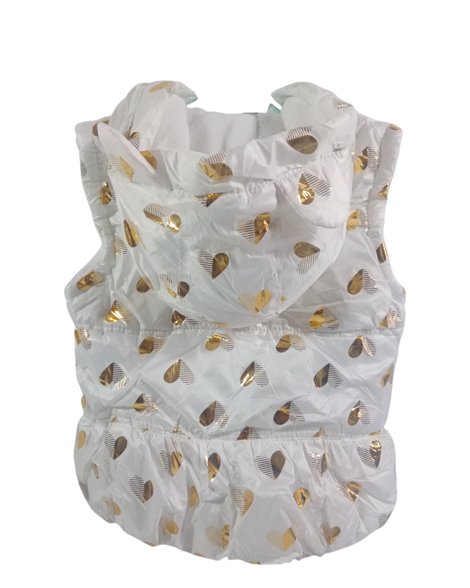 Baby Girls White With Gold Hearts Puffer Jacket