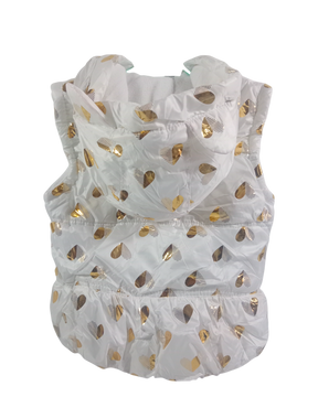 Baby Girls White With Gold Hearts Puffer Jacket