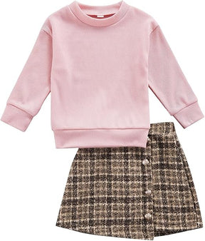 Baby Girl Spring Pink Top Long Sleeve Mini Skirt