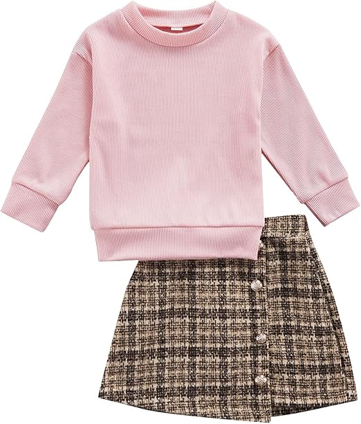 Baby Girl Spring Pink Top Long Sleeve Mini Skirt