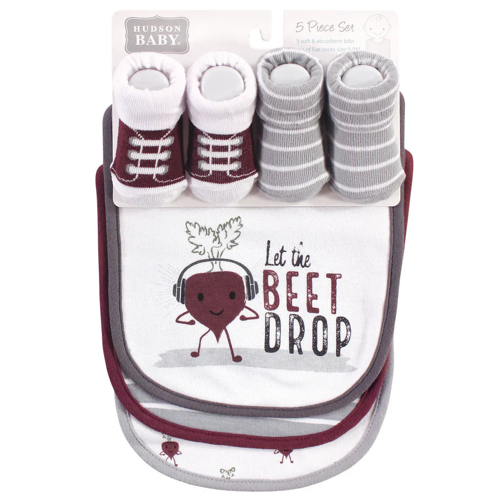 5 Piece Set 3 Bib & 2 Socks Set