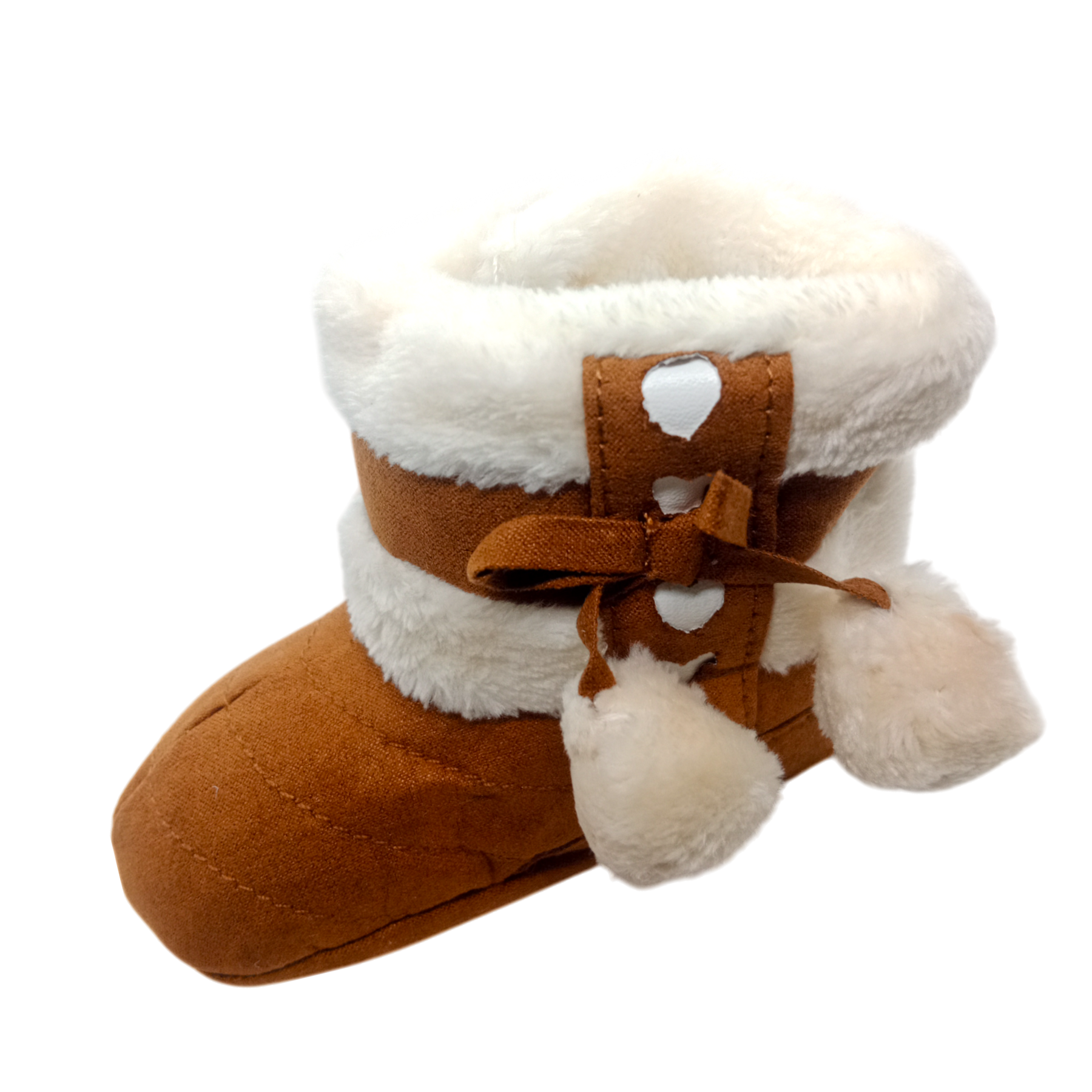 Winter Snow Baby 2-Colors Warm Fluff Balls Indoor Cottton Soft Rubber Sole Baby Shoes