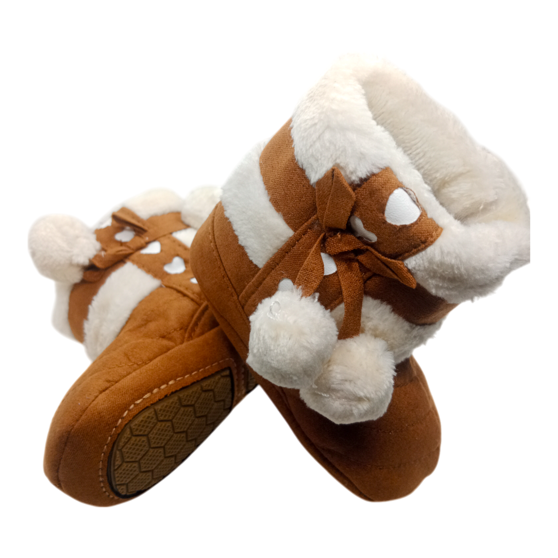 Winter Snow Baby 2-Colors Warm Fluff Balls Indoor Cottton Soft Rubber Sole Baby Shoes