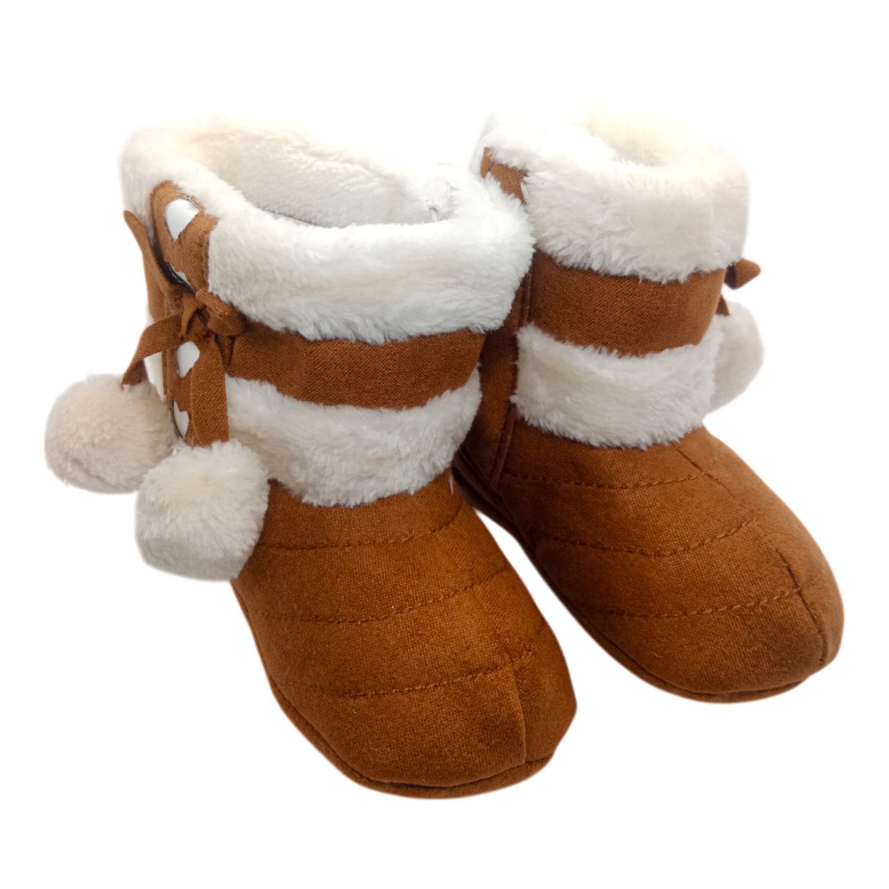 Winter Snow Baby 2-Colors Warm Fluff Balls Indoor Cottton Soft Rubber Sole Baby Shoes