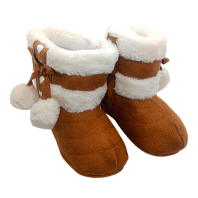 Winter Snow Baby 2-Colors Warm Fluff Balls Indoor Cottton Soft Rubber Sole Baby Shoes