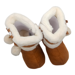 Winter Snow Baby 2-Colors Warm Fluff Balls Indoor Cottton Soft Rubber Sole Baby Shoes