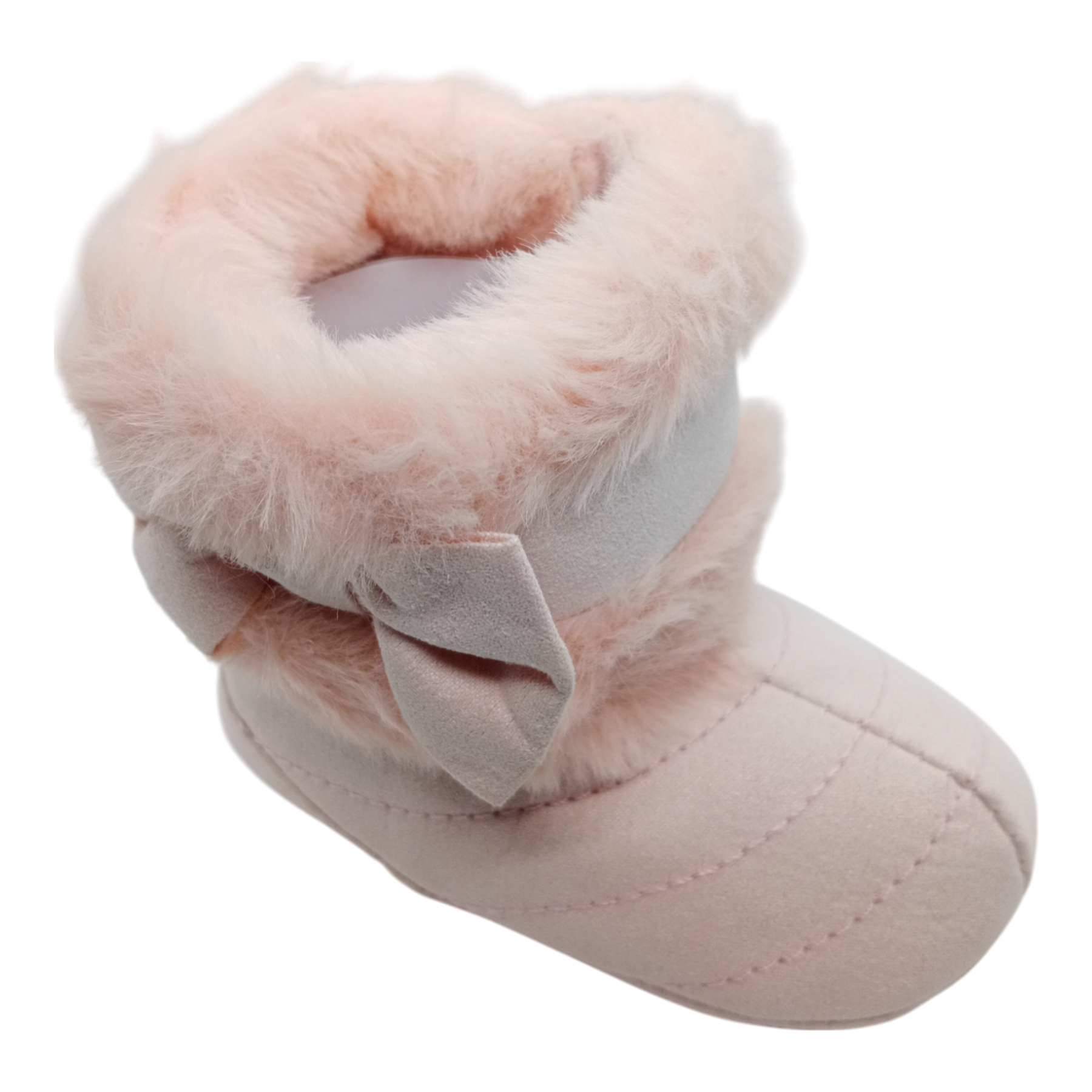 Winter Rubber Sole Cute Bow Warm Plush Pom Snow Shoes Warm Baby Walking Shoes