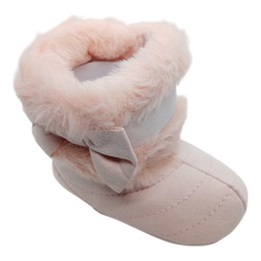 Winter Rubber Sole Cute Bow Warm Plush Pom Snow Shoes Warm Baby Walking Shoes