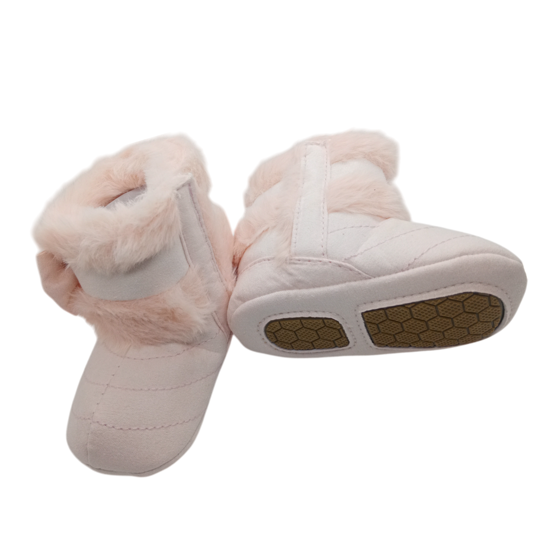 Winter Rubber Sole Cute Bow Warm Plush Pom Snow Shoes Warm Baby Walking Shoes