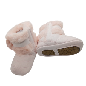 Winter Rubber Sole Cute Bow Warm Plush Pom Snow Shoes Warm Baby Walking Shoes
