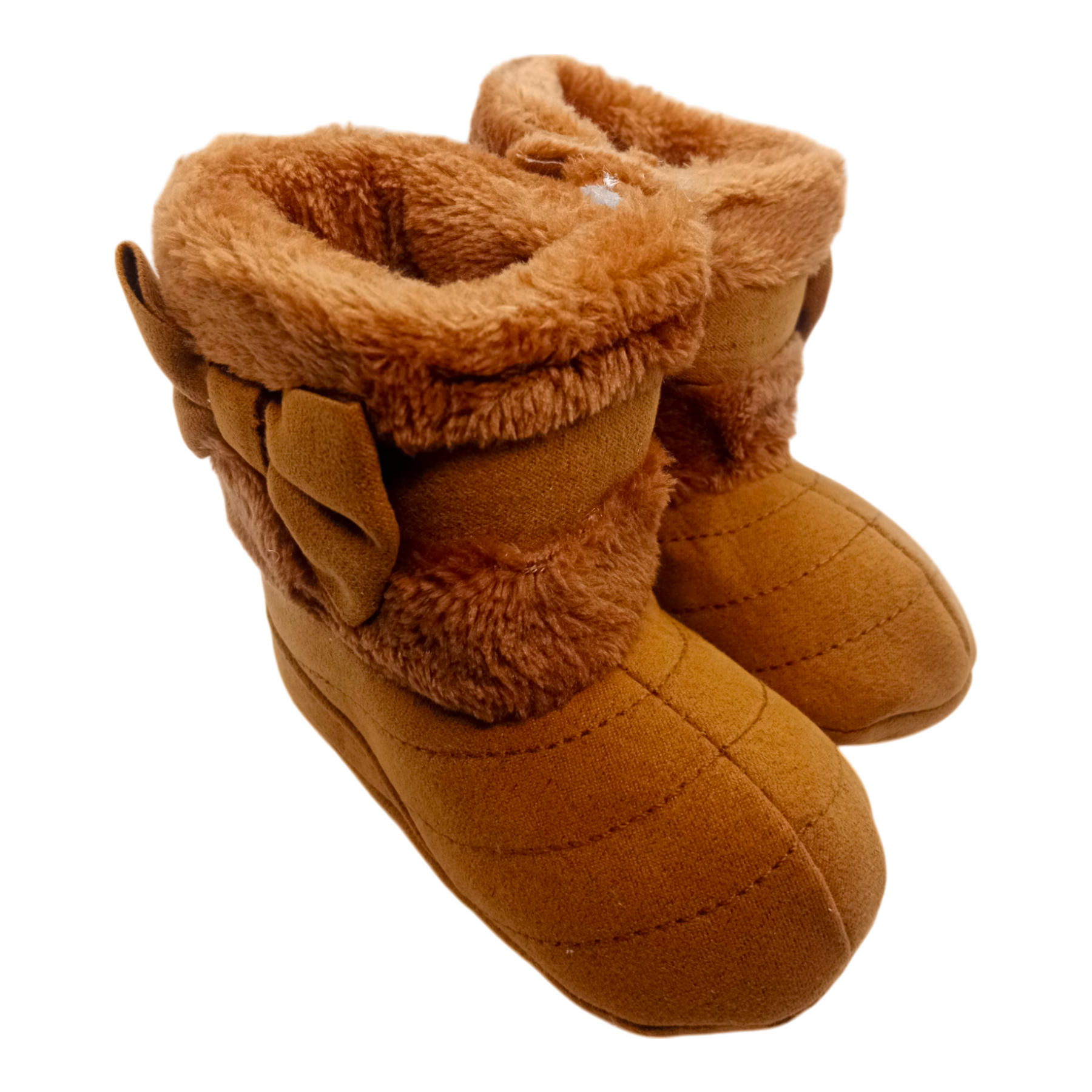 Winter Rubber Sole Cute Bow Warm Plush Pom Snow Shoes Warm Baby Walking Shoes