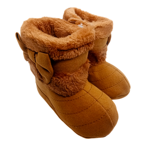 Winter Rubber Sole Cute Bow Warm Plush Pom Snow Shoes Warm Baby Walking Shoes
