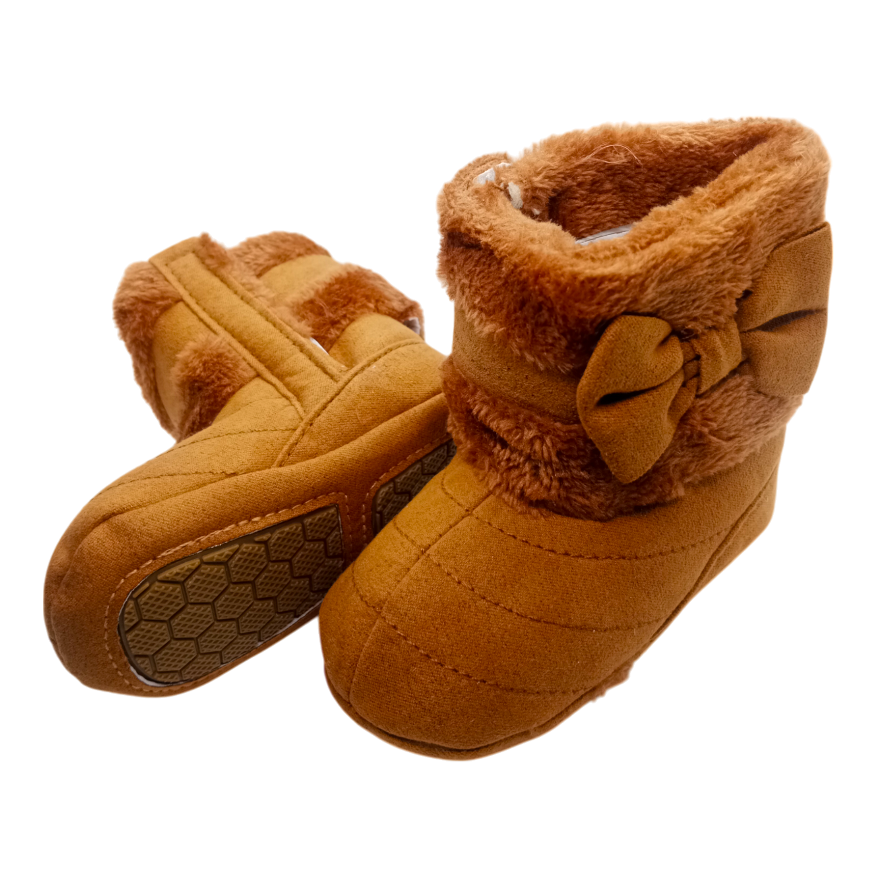 Winter Rubber Sole Cute Bow Warm Plush Pom Snow Shoes Warm Baby Walking Shoes