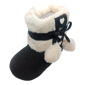 Winter Snow Baby 2-Colors Warm Fluff Balls Indoor Cottton Soft Rubber Sole Baby Shoes