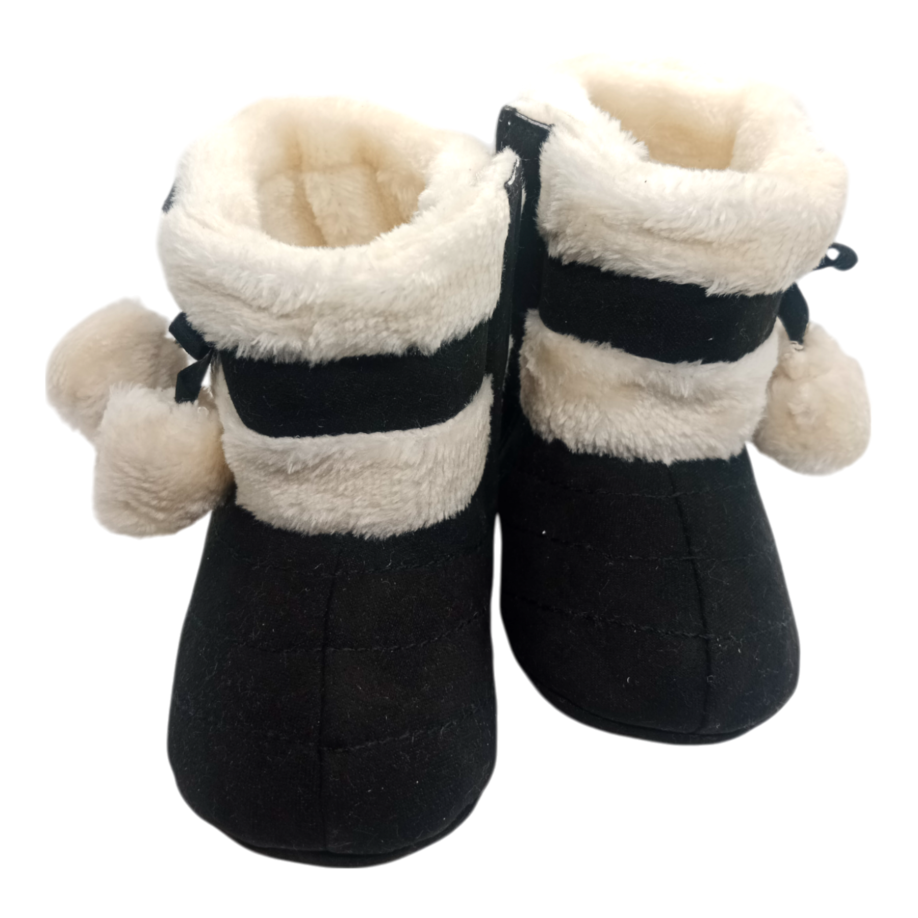 Winter Snow Baby 2-Colors Warm Fluff Balls Indoor Cottton Soft Rubber Sole Baby Shoes