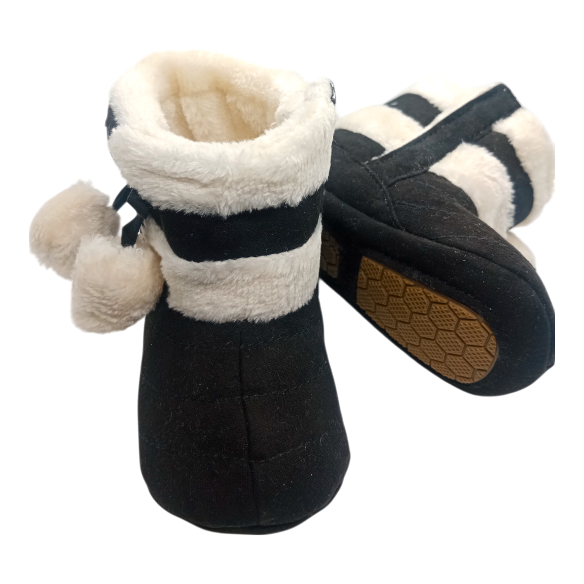 Winter Snow Baby 2-Colors Warm Fluff Balls Indoor Cottton Soft Rubber Sole Baby Shoes