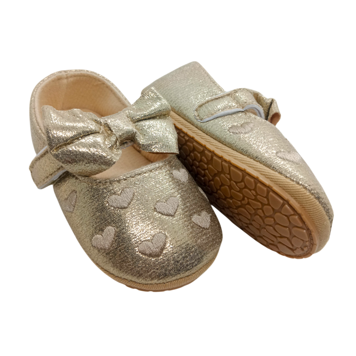 Baby Girls Golden Heart Shoes