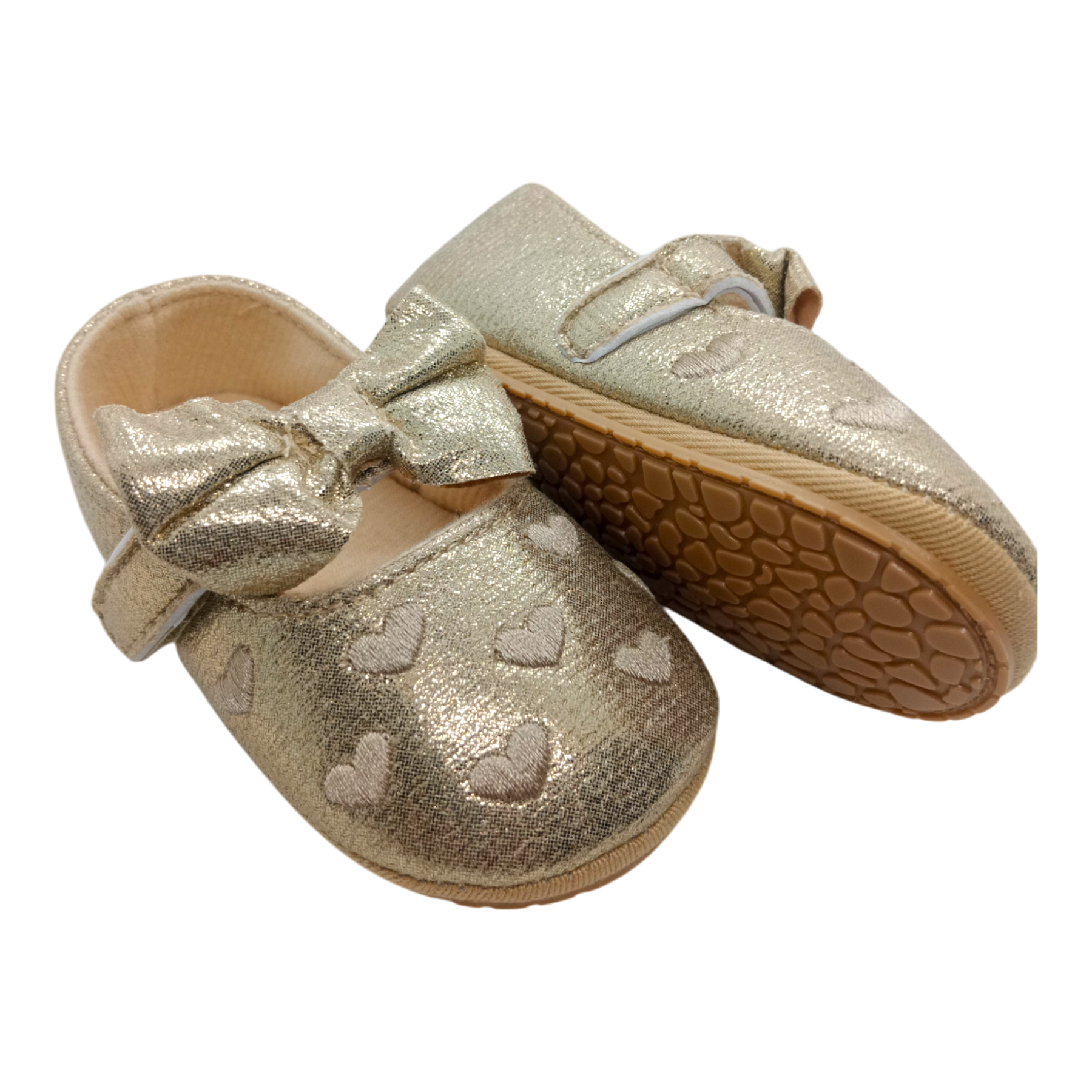 Baby Girls Golden Heart Shoes