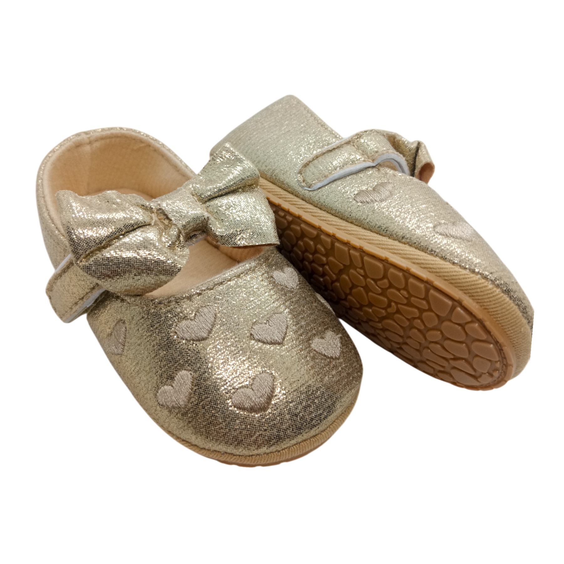 Baby Girls Golden Heart Shoes