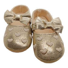 Baby Girls Golden Heart Shoes