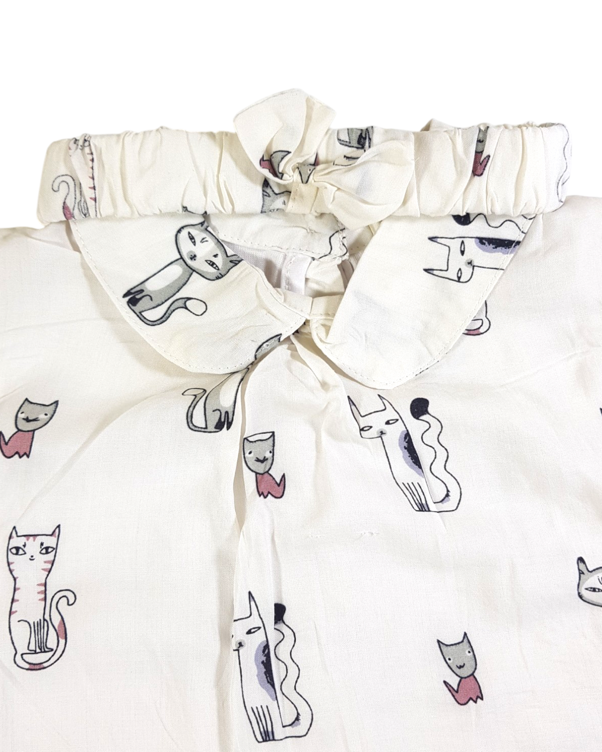 White Romper With Cat Printing Dress