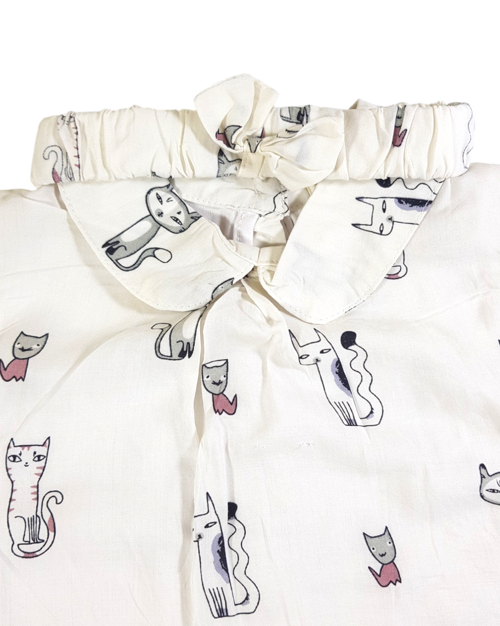 White Romper With Cat Printing Dress