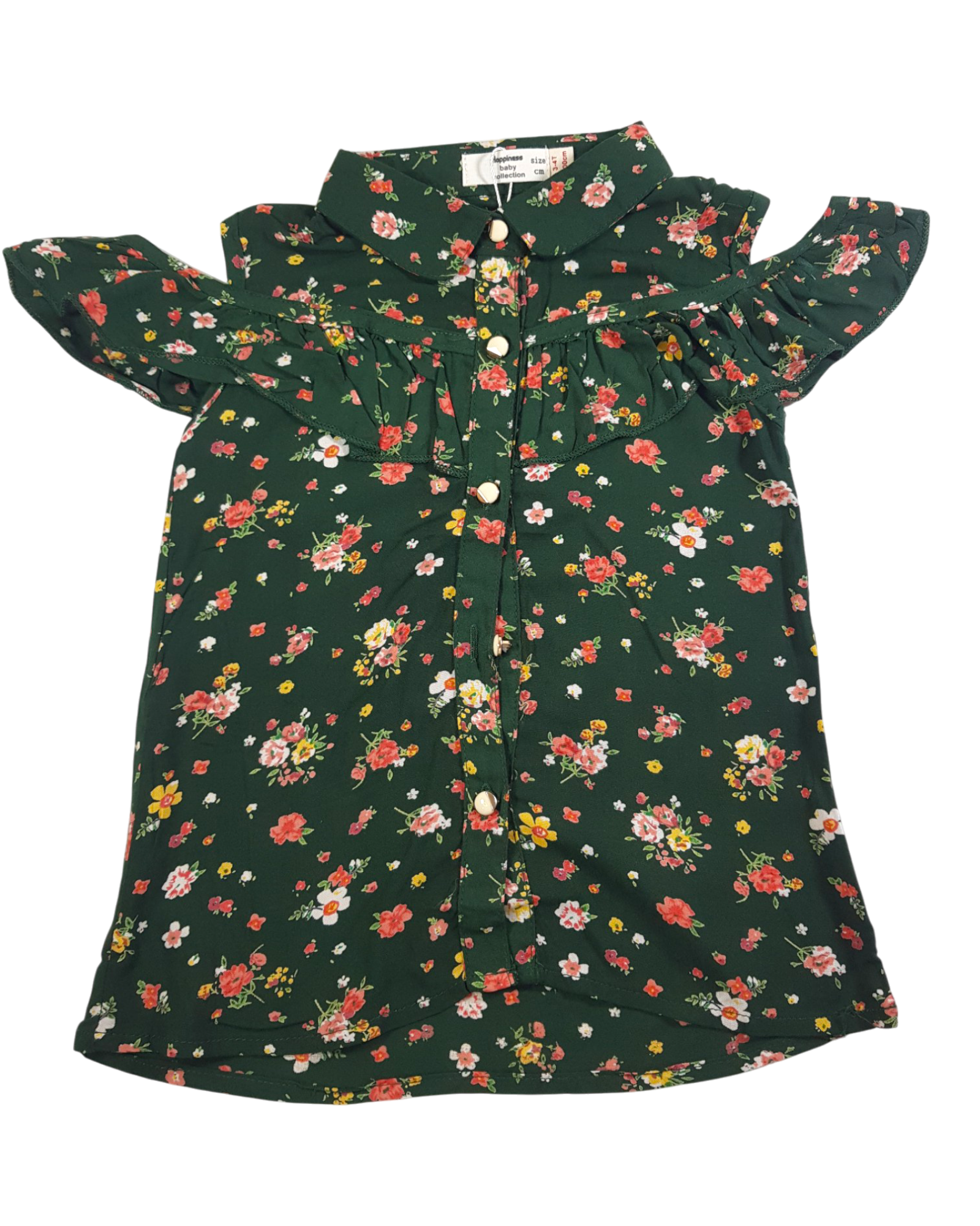 Casual Puff Short Sleeves Printed Multicolor, Top