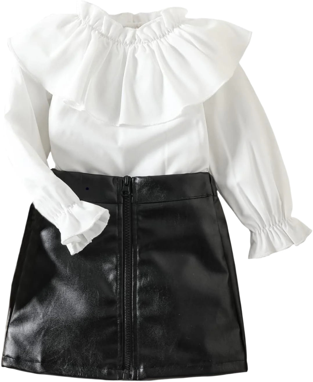 Toddler Baby Girl Fall Outfit Ruffle Long Sleeve Knit Blouse Pullover Top Mini Skirt