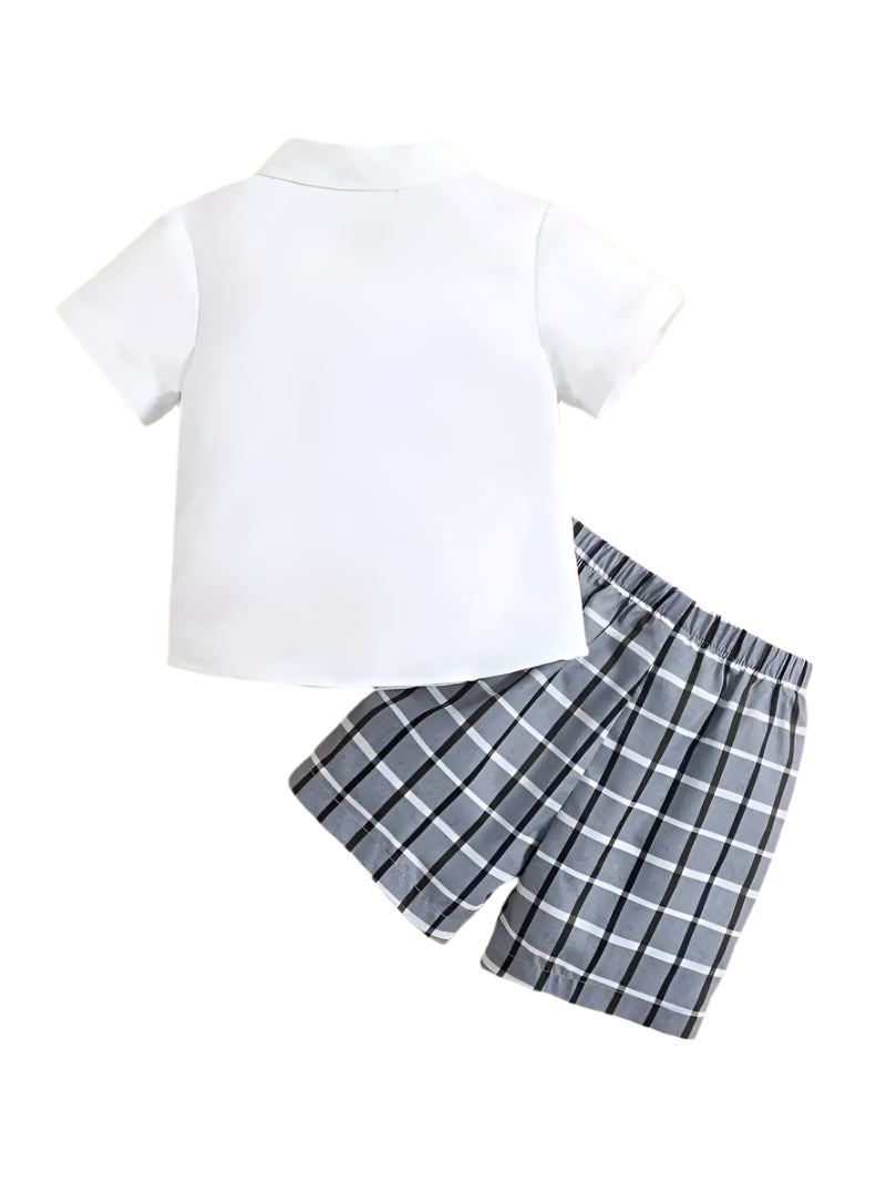 Baby Boys Stylish Half Sleeves Shirt With Checked Shorts