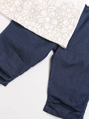 White Top and Denim Pants
